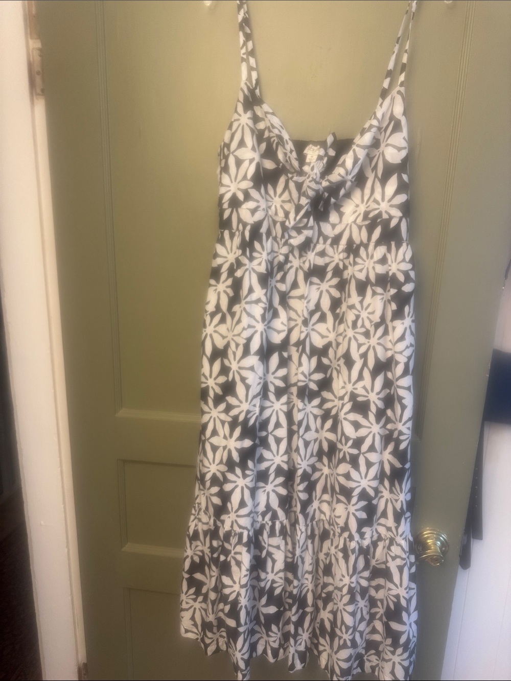 J. Crew Black and White Floral Tie-Front Dress